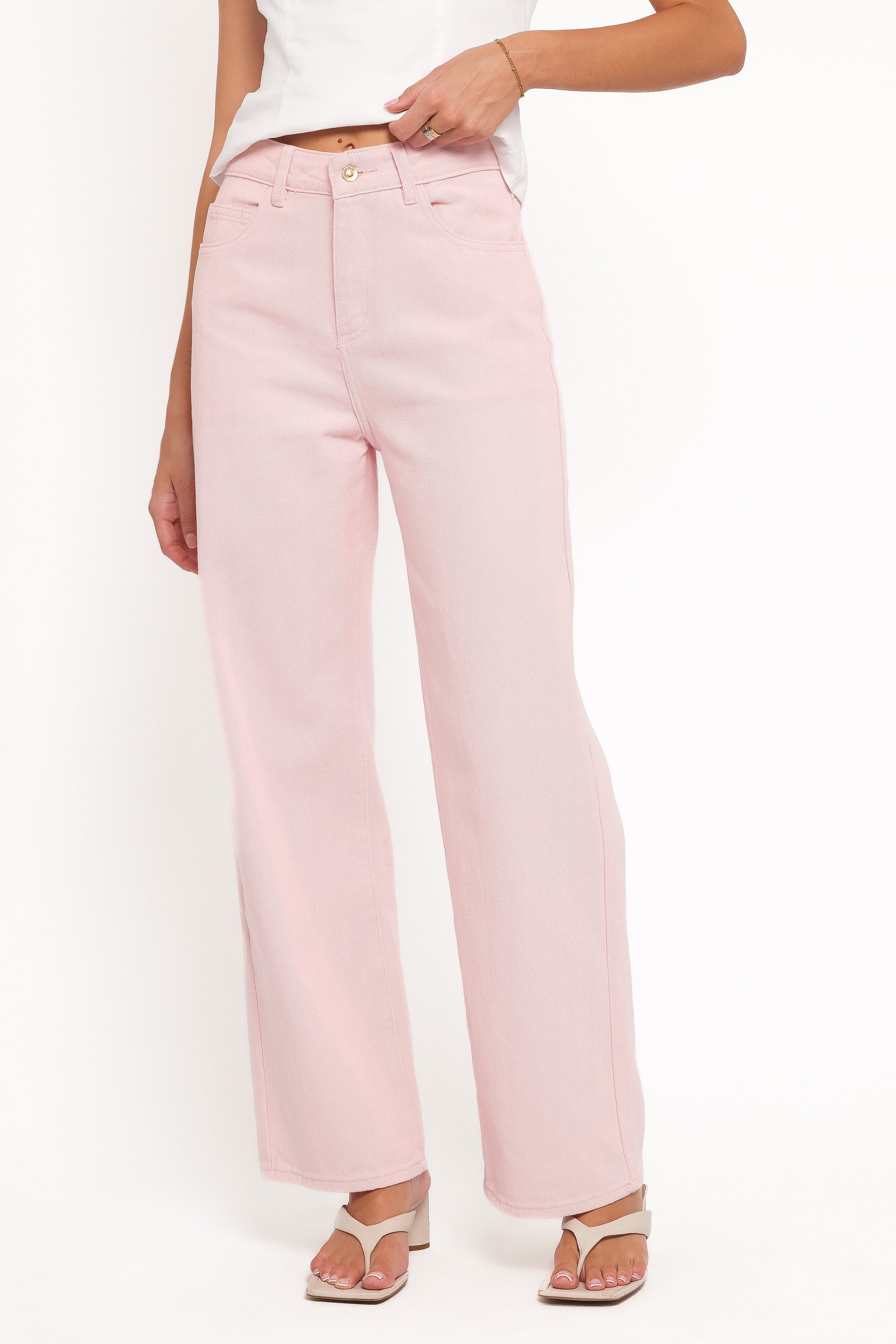 Ailis Wide Leg Jean - Dusty Pink