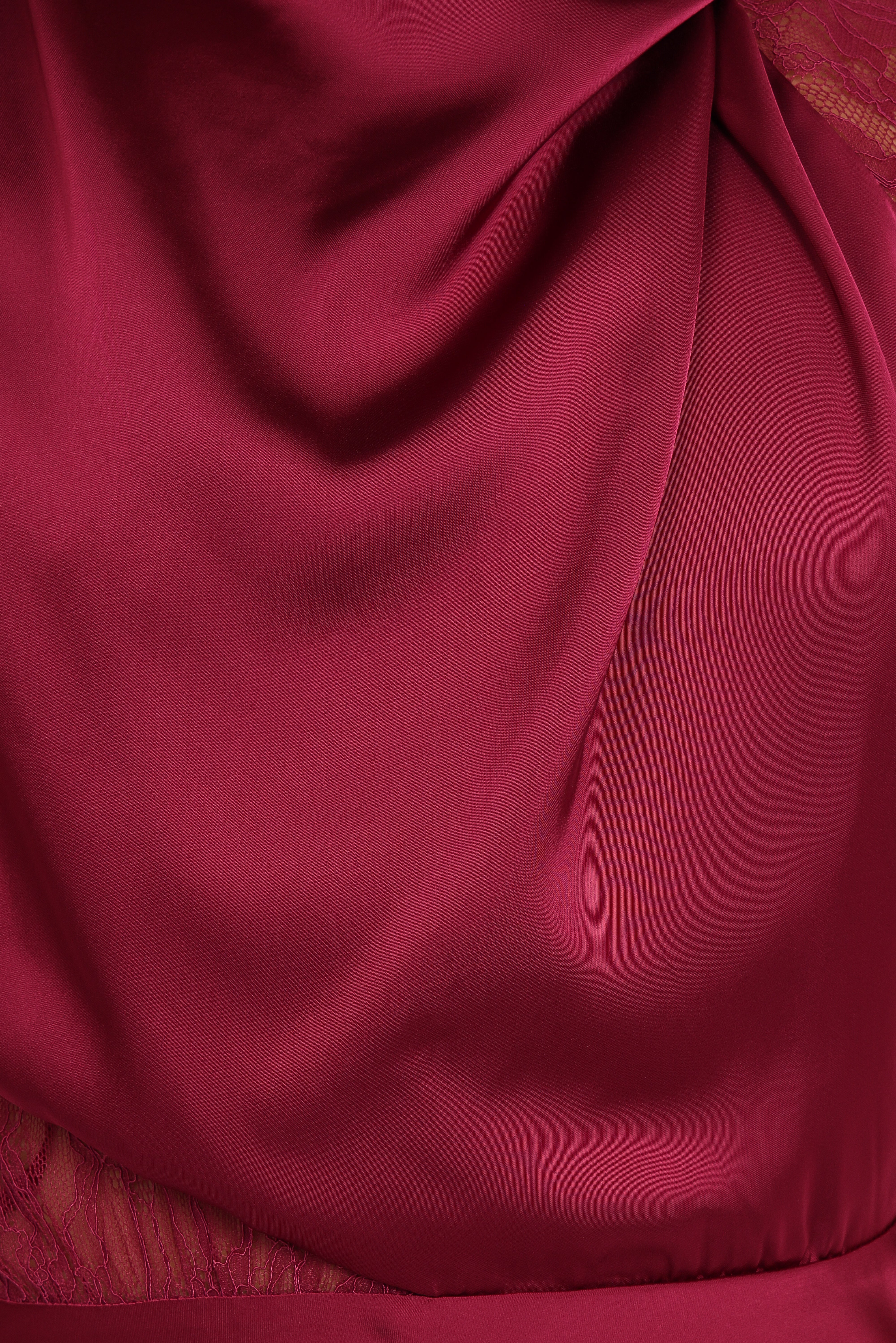 Anabelle Halter Neck Lace Maxi Dress - Berry