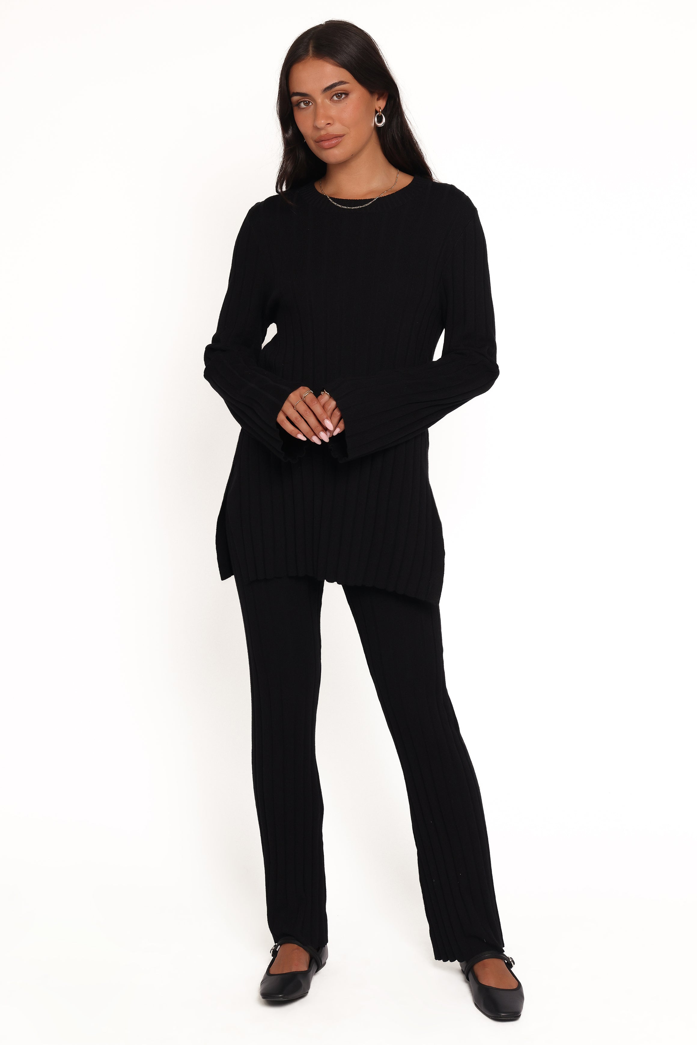 Silvie Long Sleeve Knitted Set - Black