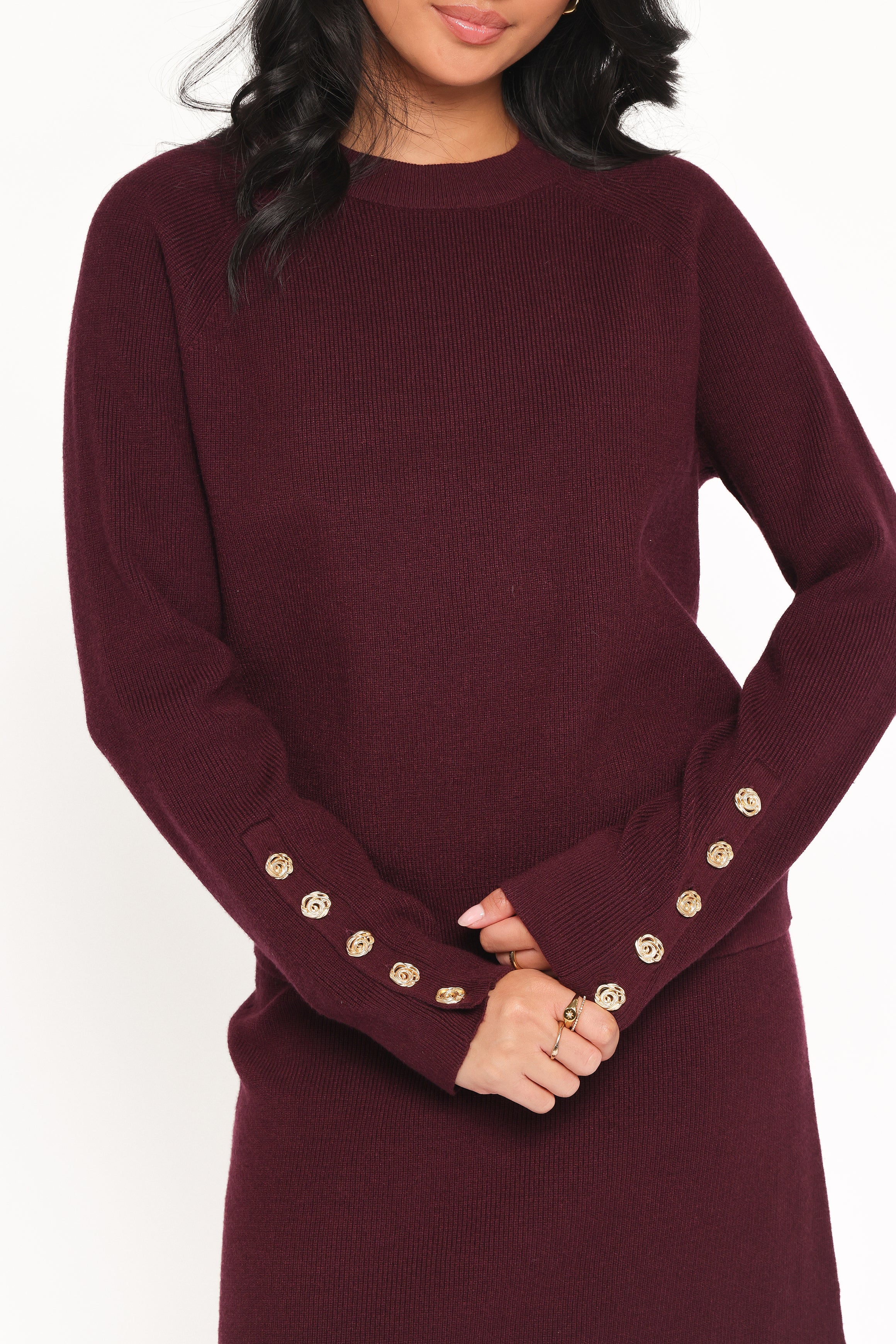 Bridget Maxi Skirt Sweater Set - Maroon