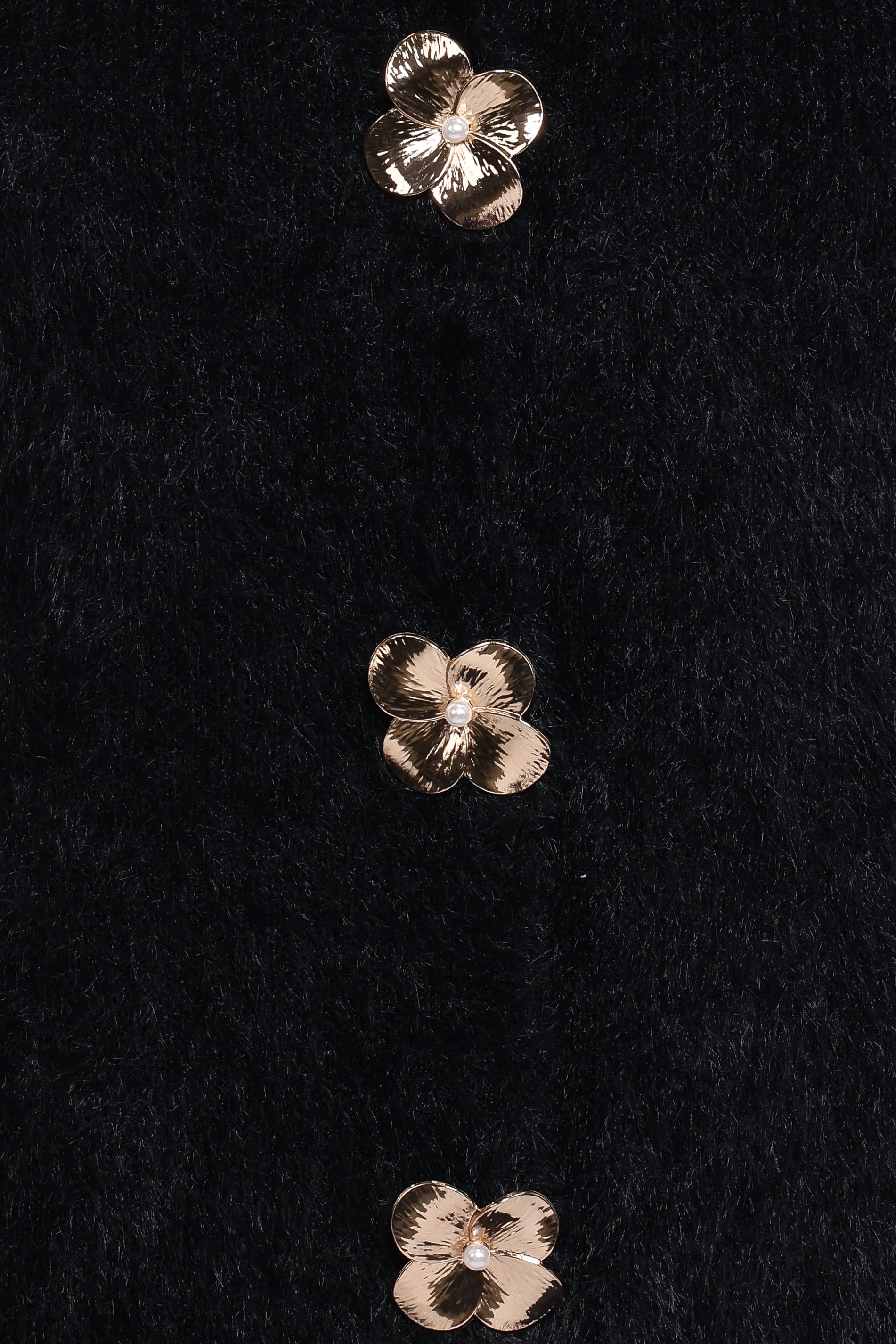 Donna Flower Button Cardigan - Black