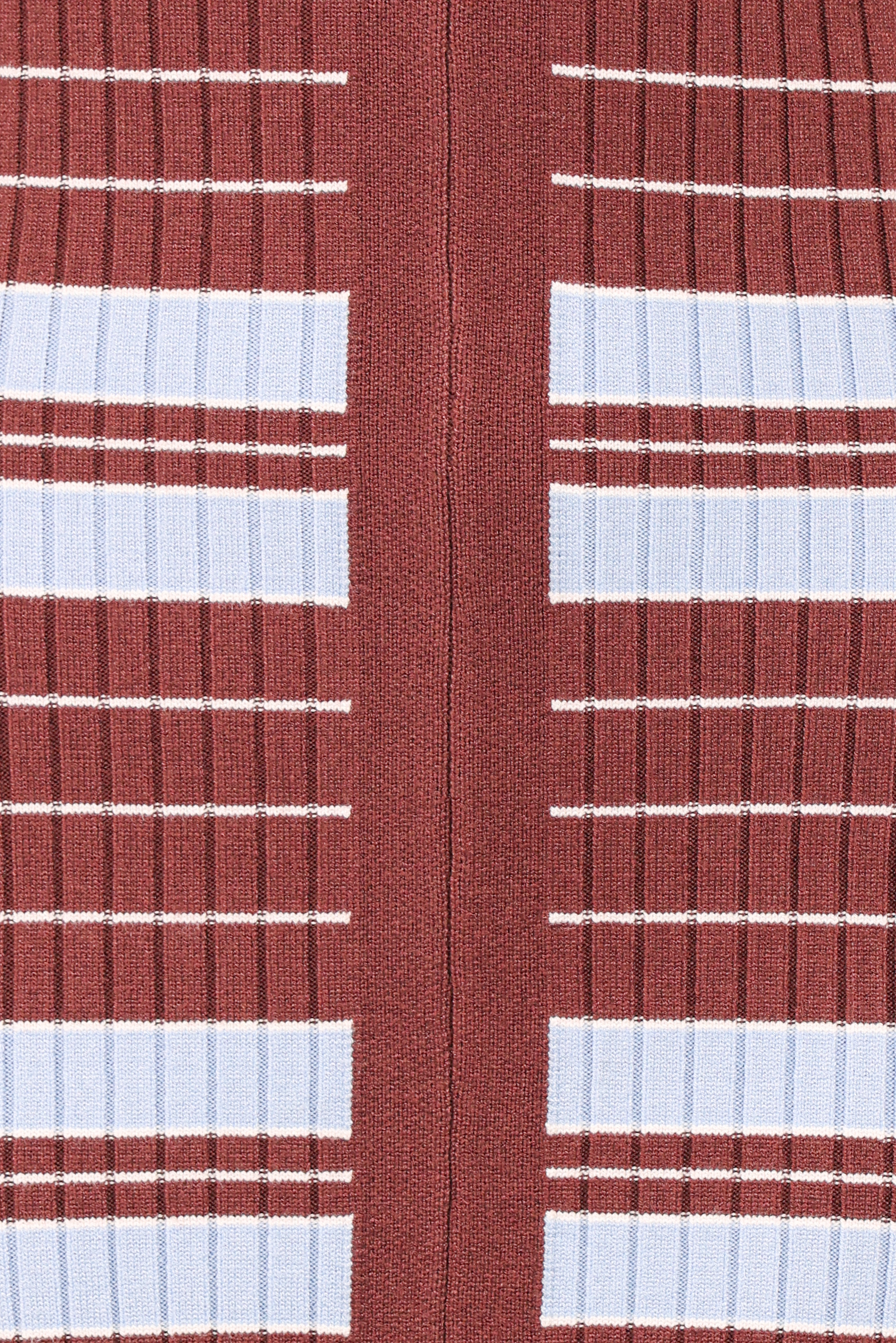 Eliana Long Sleeve Midi Dress - Brown Blue Stripe