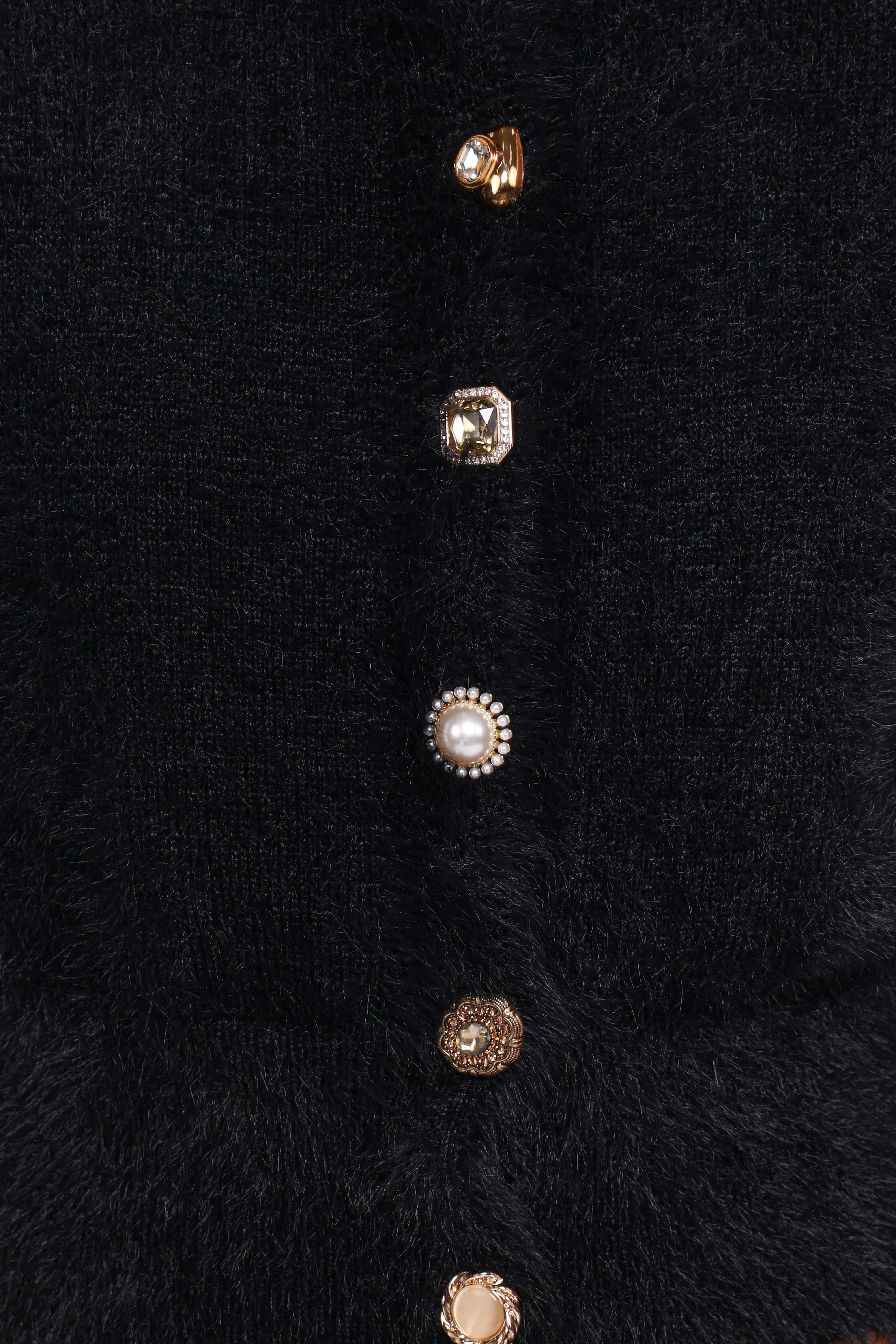 Jintie Vintage Button Cardigan - Black