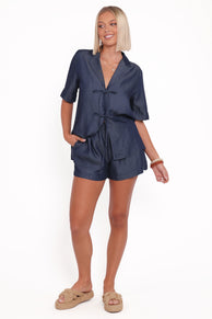 Aaliyah Chambray Shorts - Dark Wash
