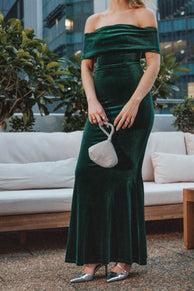 Adair Off Shoulder Maxi Dress - Emerald Green