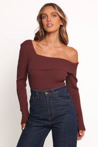 Aleena Knit Top - Chocolate Brown