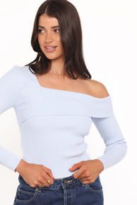 Aleena Knit Top - Light Blue