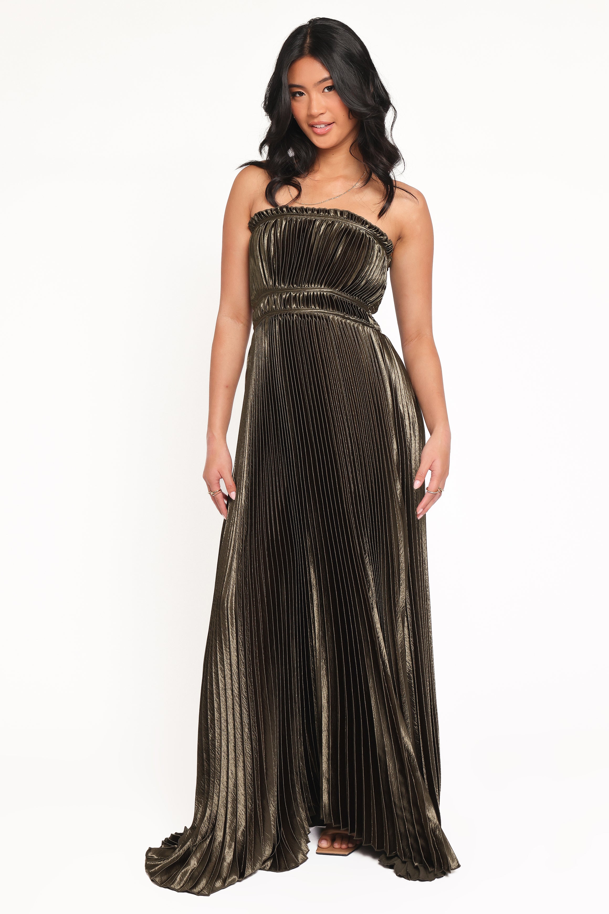 Angelique Strapless Maxi Dress - Olive
