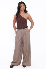 Kathryn Wide Leg Pant - Beige
