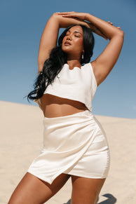 BOTTOMS @Astrid Ruched Skort - Cloud White