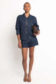 Avon Bow Front Denim Shacket - Denim