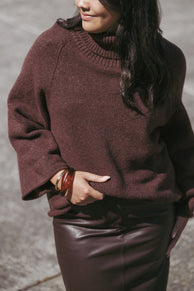 Bindy Cowlneck Knit Sweater - Brown