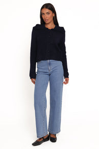 Carmello Frill Collar Cardigan - Navy
