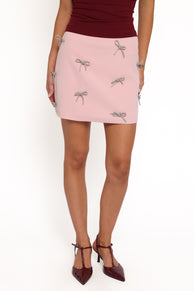 Effie Embellished Bow Mini Skirt - Pink