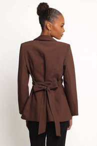 Eliana Waist Tie Blazer - Espresso