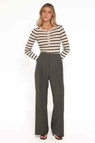 Hayden Pleated Wide Leg Pant - Dark Olive