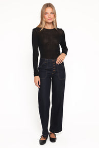 Jacinta Button Down Slim Wide Jean - Dark Wash