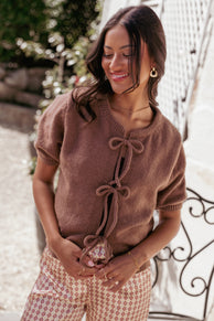 Koskie Tie Knit Top - Chocolate
