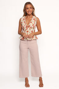 Gemma Cropped Wide Leg Jeans - Sepia Rose