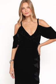 Micah Off Shoulder Velvet Maxi Dress - Black