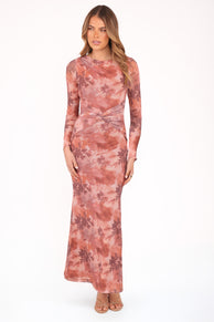 Nash Long Sleeve Dress - Blurred Botanics