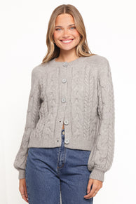 Nika Cable Knit Cardigan - Grey