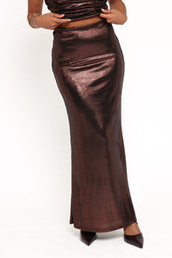 Velman Metallic Maxi Skirt - Bronze