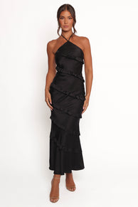 Roxanne Halterneck Maxi Dress - Black