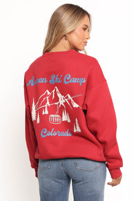 Torie Apres Ski Camp Sweatshirt - Cherry