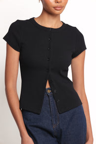 Tylarah Short Sleeve Cardigan Top - Black