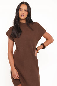 Wright Knit Mini Dress - Chocolate Brown