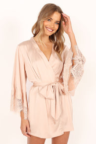 Petal and Pup USA SWIM & INTIMATES Dara Lace Trim Robe - Blush