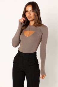 Petal and Pup USA TOPS Jupiter Long Sleeve Knit Top - Mocha