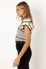 Petal and Pup USA TOPS Lydia Knit Top - Ivory Black