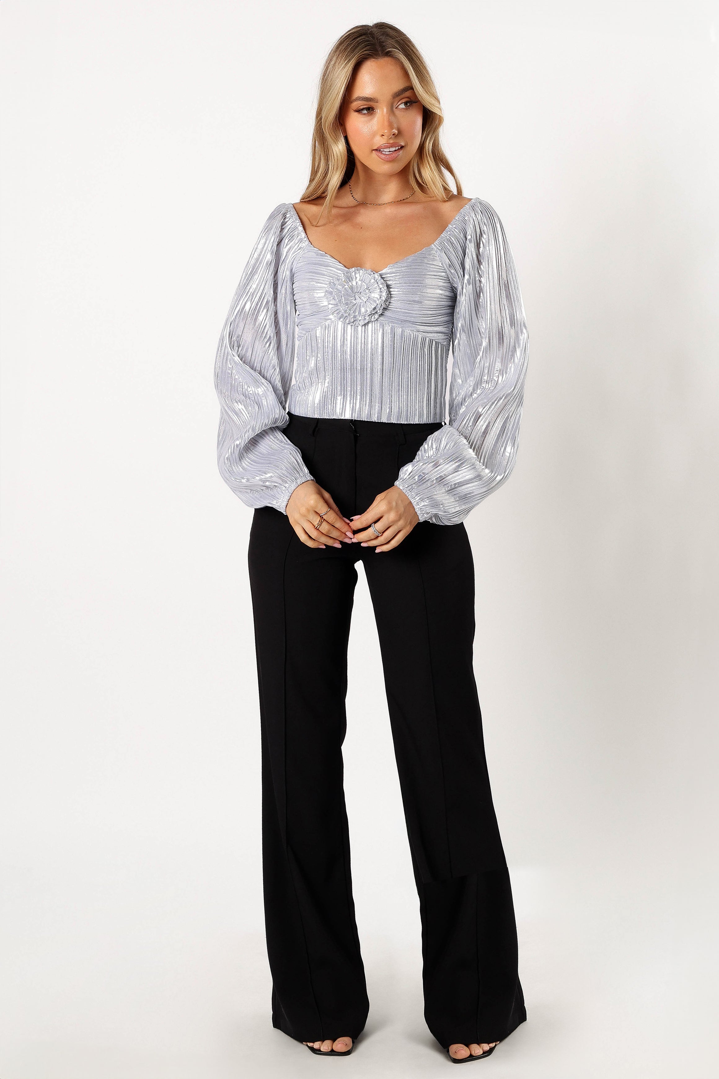 Petal and Pup USA TOPS Nyra Rose Detail Top - Silver